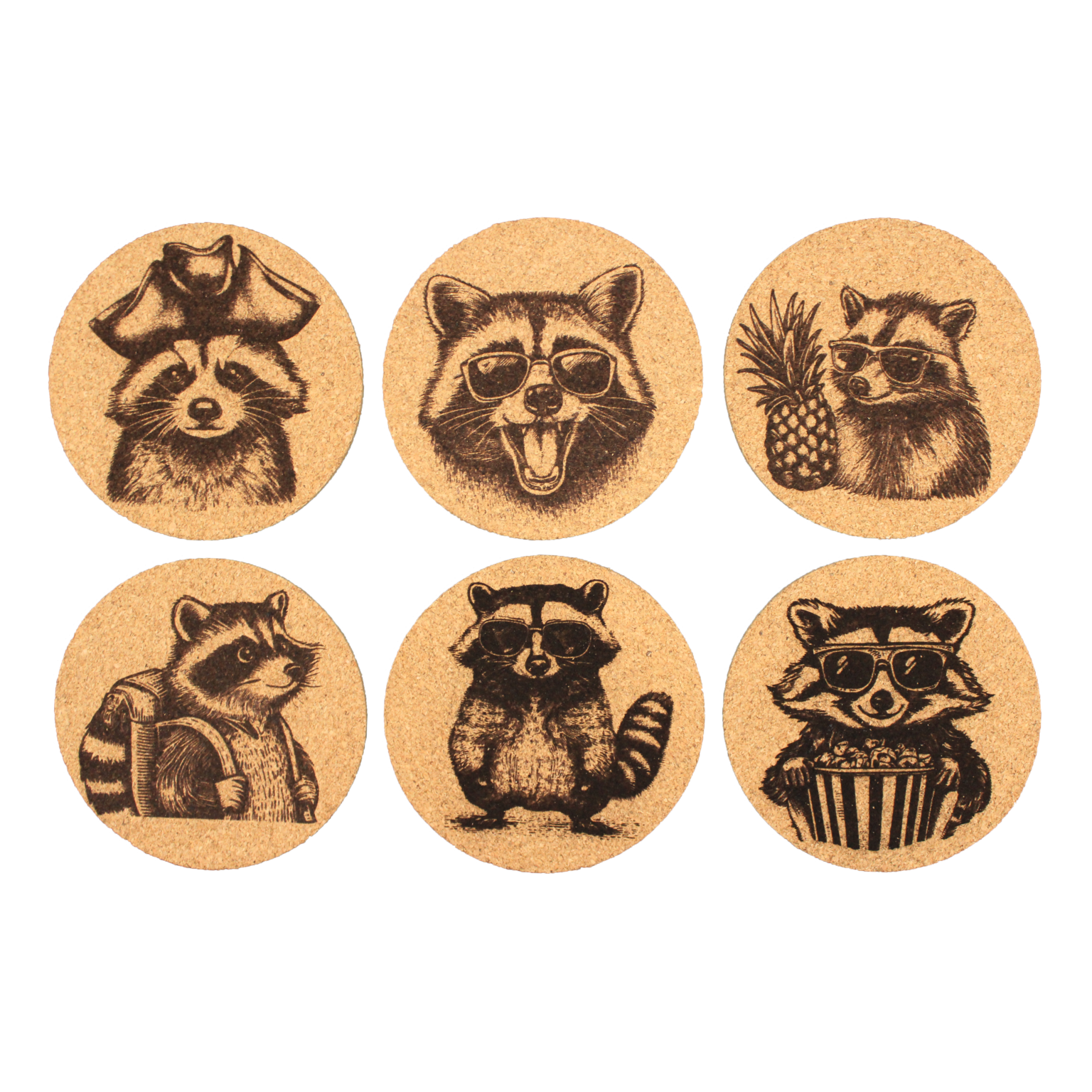 Raccoon Edition Korkuntersetzer - Ø10cm